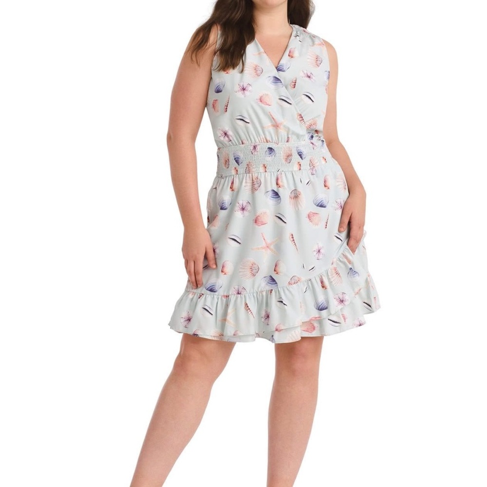eShakti White Dress with Seashell Pattern size 14